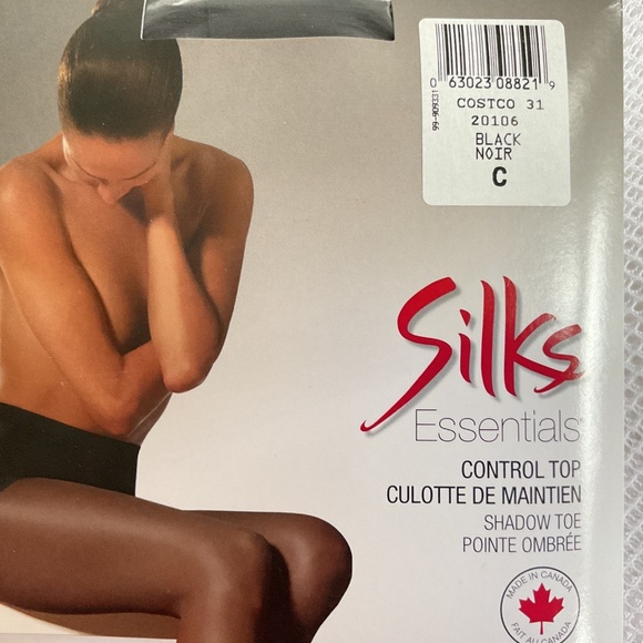 3 Pantyhose Silks Essentials By Gildan Canada Colour Black Size C Control Top - Picture 3 of 5